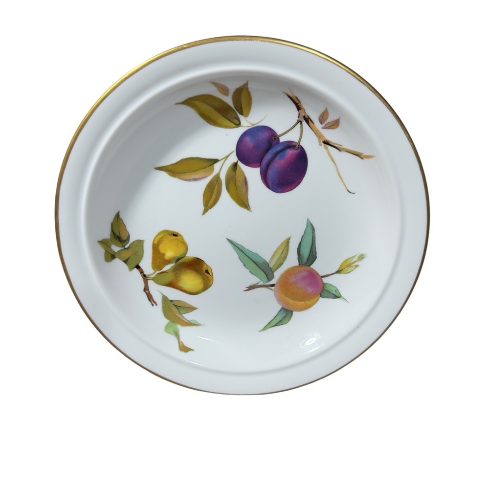 Royal Worcester 1961 Plate 9” Evesham Salad Fruit Gold Bone Porcelain Cottage